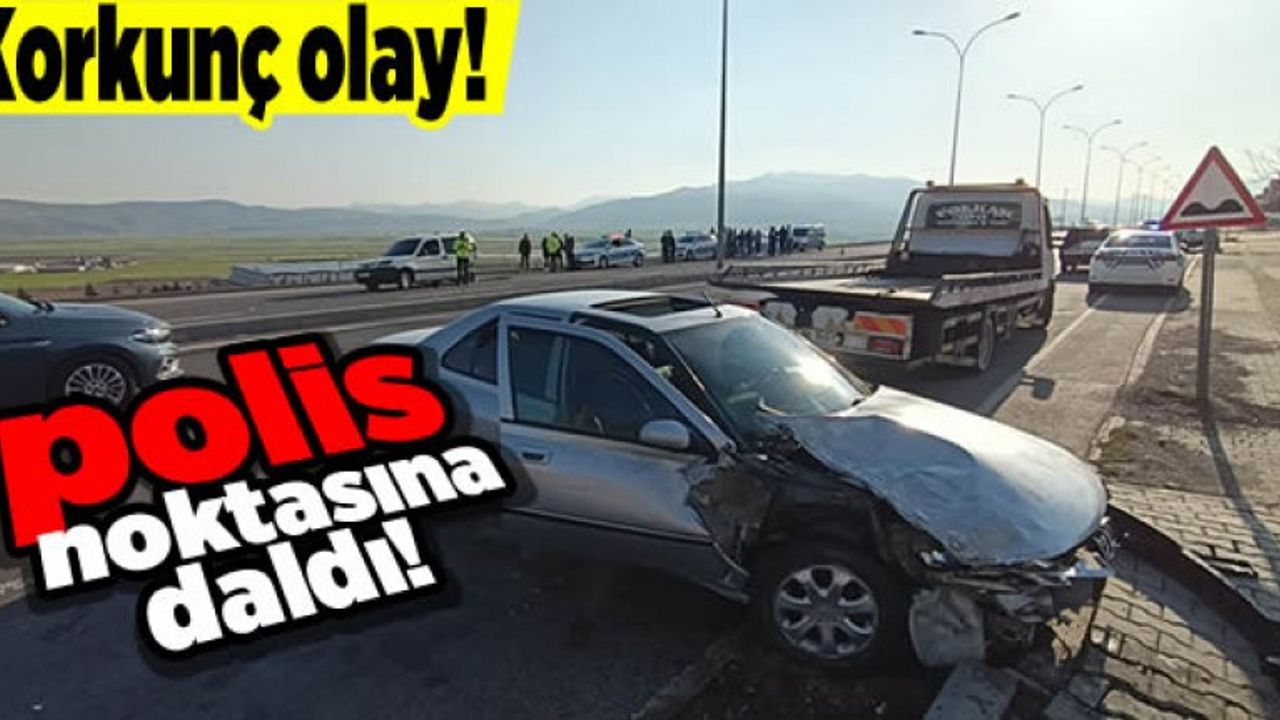Otomobiliyle polis noktasına daldı: 1’i polis 3 yaralı