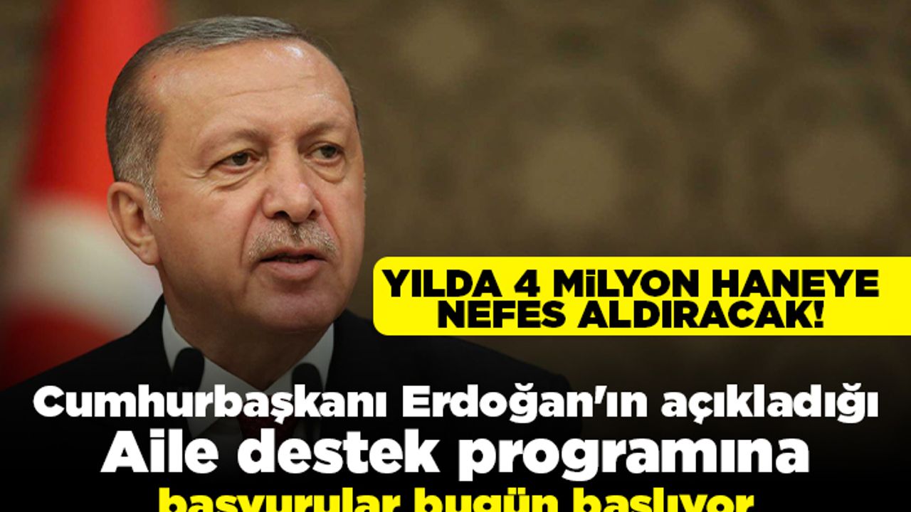 Yılda 4 milyon haneye nefes aldıracak! Cumhurbaşkanı Erdoğan'ın açıkladığı Aile Destek Programına başvuralar bugün başlıyor!