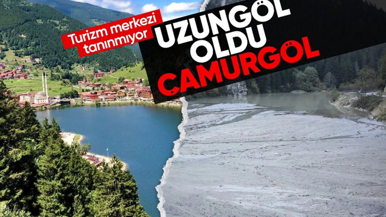 Turizm merkezi Uzungöl'de 35 metre olan su seviyesi 4 metreye kadar düştü