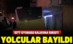 İETT otobüsü kaldırımla evin balkonu arasına sıkıştı
