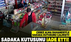 Çerez alma bahanesiyle sadaka kutusunu çalmıştı! Sadaka kutusunu iade etti!