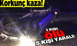 Otomobil bariyerlere çarparak devrildi: 1 ölü, 5 yaral