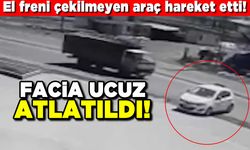 El freni çekilmeyen araç hareket etti! Facia ucuz atlatıldı!