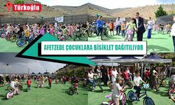 Türkoğlu Belediyesi afetzede çocuklara bisiklet dağıtmaya devam ediyor