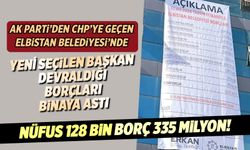 AK Parti’den CHP’ye geçen Elbistan Belediyesi’nin borçları belediye binasına asıldı