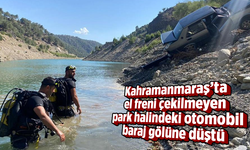 El freni çekilmeyen park halindeki otomobil baraj gölüne düştü