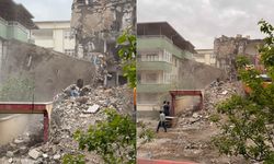 Kahramanmaraş'ta ağır hasarlı bina sağlam binanın üzerine düştü