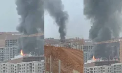 Kahramanmaraş'ta, TOKİ inşaatının şantiyesinde yangın