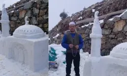 Kahramanmaraş'ta ne çimento ne tuğla, sadece kar kullandı: Bu yapının ömrü havalar ısınana kadar!