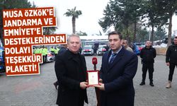 Musa Özkök’e Jandarma ve Emniyete Desteklerinden Dolayı Teşekkür Plaketi