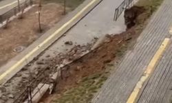 Kahramanmaraş'ta istinat duvarı deprem olur gibi çöktü!