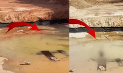 Kahramanmaraş'ta su dolu inşaat temelinde çocukların tehlikeli oyunu