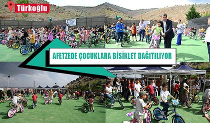 Türkoğlu Belediyesi afetzede çocuklara bisiklet dağıtmaya devam ediyor