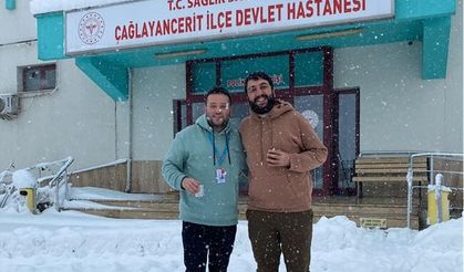 Çağlayancerit hastanesi personeli kar yağışına rağmen çalışmalarını sürdürüyor