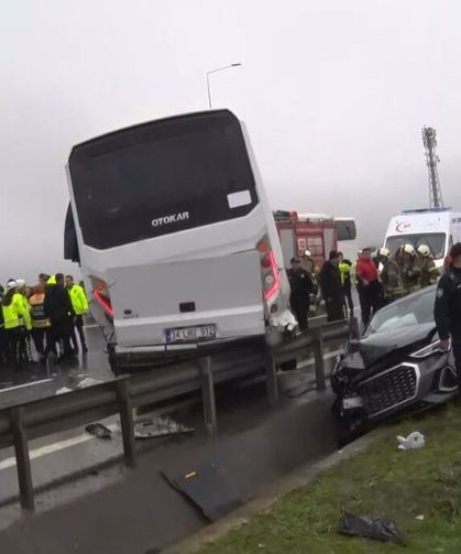 Kuzey Marmara Otoyolu kaza son dakika: 1 polis şehit, 16 yaralı