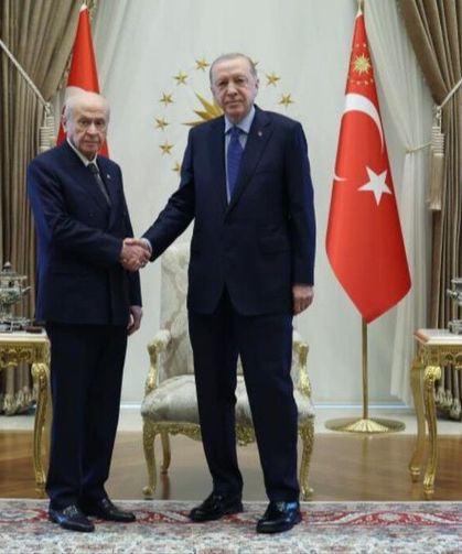 Erdoğan ve Bahçeli Cumhurbaşkanlığı Külliyesinde Görüştü