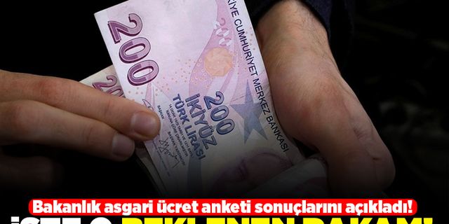 Bakanlık asgari ücret anketi sonuçlarının açıkladı! İşte o beklenen rakam!