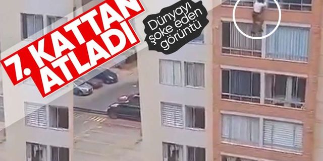 Pencereye çıktı, deprem anında kendisini aşağıya bıraktı!
