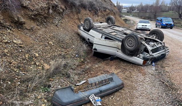 Kahramanmaraş'ta feci kaza! Otomobil ters döndü