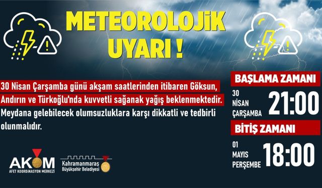 Büyükşehir Belediyesinden sağanak yağış uyarısı: vatandaşlar dikkatli olmalı