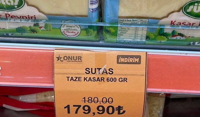 Market, Kaşar Peynirine 10 Kuruş İndirim Yaparak Fiyatı 179,90 TL’ye Düşürdü