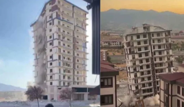 Hasar gören bina Kahramanmaraş’ta çöktürüldü