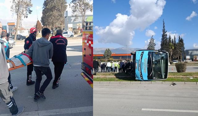 Kahramanmaraş'ta halk otobüsü kaza yaptı: 13 yolcu yaralandı