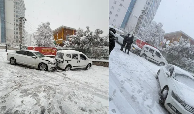 Kahramanmaraş'ta kar yağışıyla sokaklar buz pistine döndü