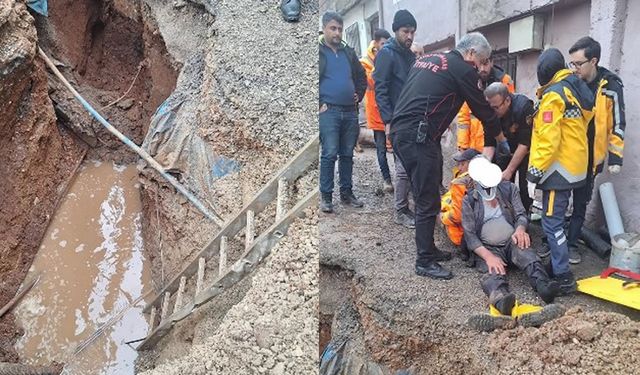 Kahramanmaraş Onikişubat'ta korkutan göçük: Toprak altında kalan işçi kurtarıldı