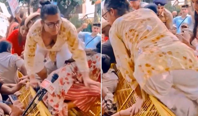 Hindistan'daki protestolarda skandal görüntü
