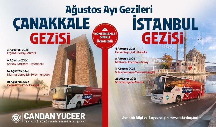 Tekirdağ Belediyesi Ağustos Gezilerini Başlatıyor
