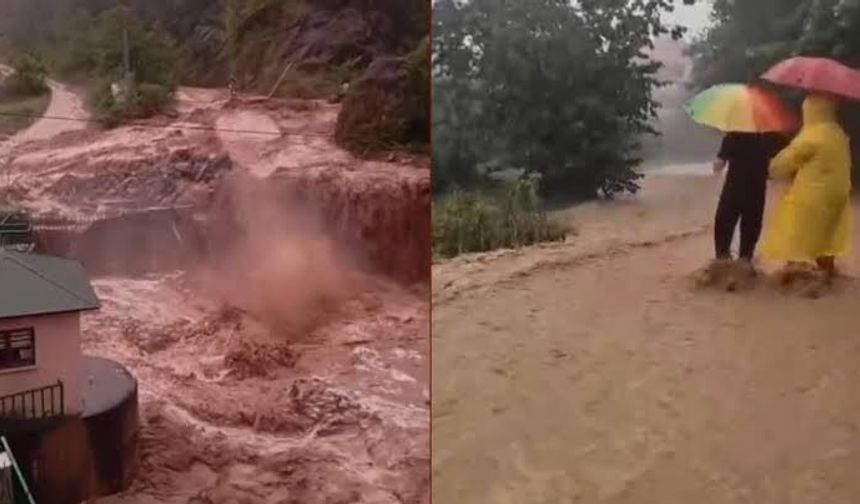 Giresun'da Sağanak Yağış Ulaşımı Aksattı, HES Zarar Gördü