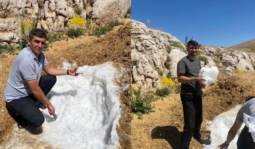 Kahramanmaraş'ta kışın biriktirilen karlar yaylalarda kullanılıyor