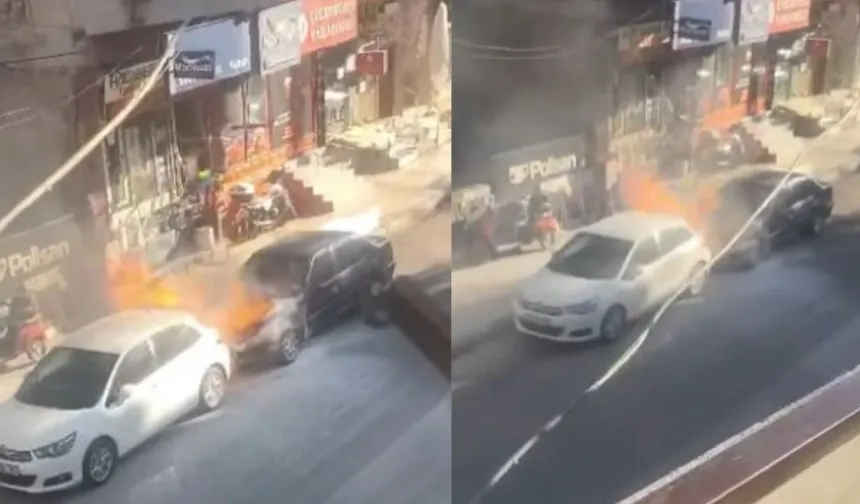 Kahramanmaraş’ta seyir halindeki otomobilin motorunda yangın çıktı