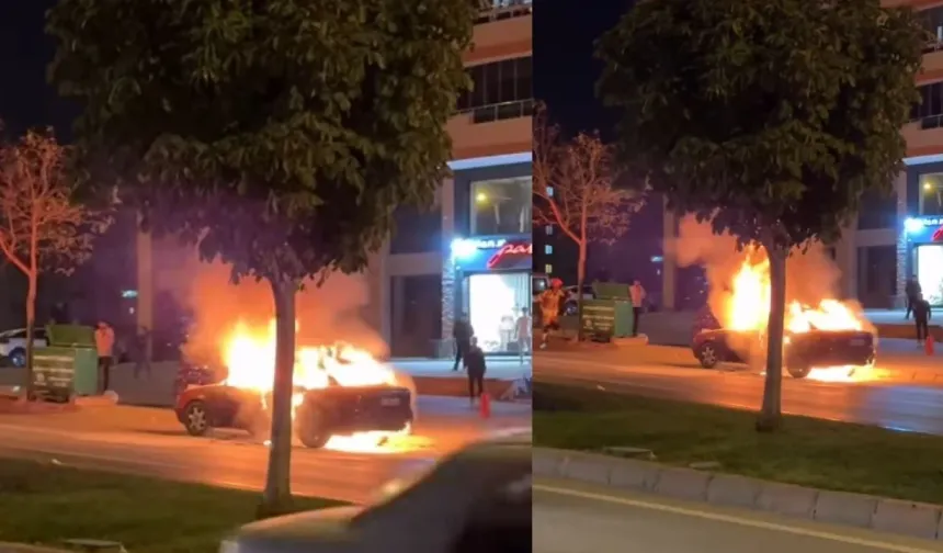 Kahramanmaraş'ta seyir halindeki otomobil bir anda alev alev yandı