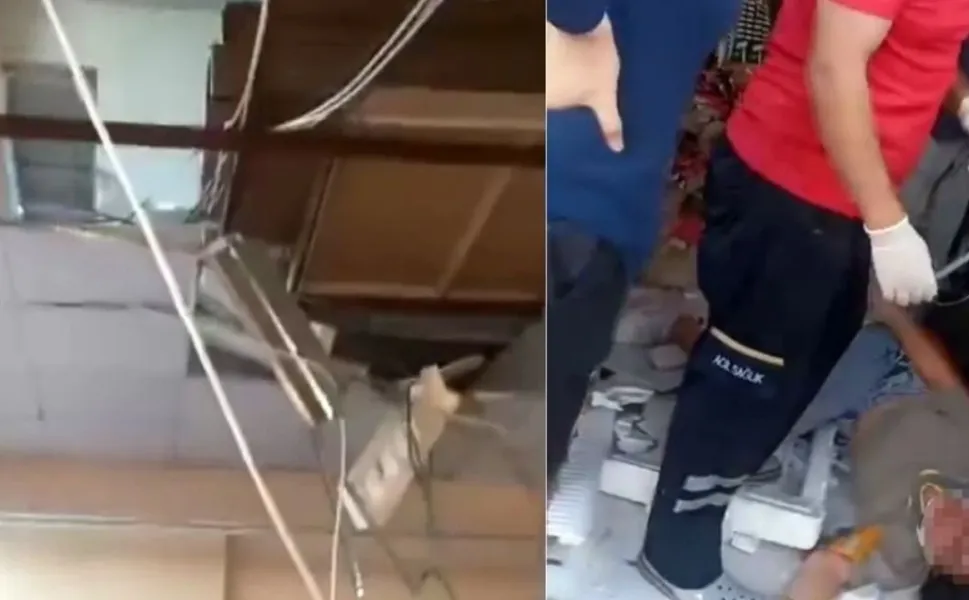 Kahramanmaraş'ta marketin asma tavanı çöktü