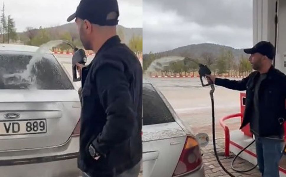 Kahramanmaraş'ta bunu da yaptılar... mazotu bol buldu, aracı yıkadı