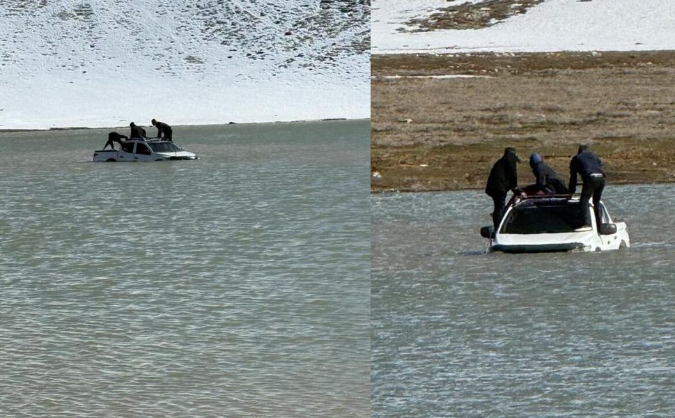 Kahramanmaraş'ta otomobille girdikleri gölde mahsur kaldılar