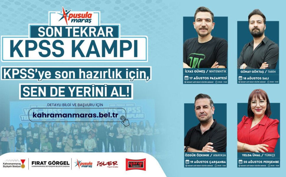 Kahramanmaraş'ta Ücretsiz KPSS Son Tekrar Kampı Başlıyor