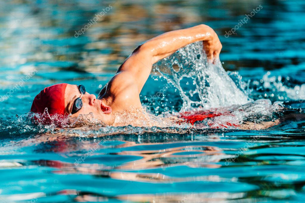 Depositphotos 649287446 Stock Photo Male Swimmer Swimming Crawl Freestyle