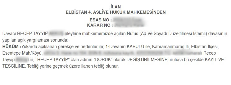 Recep Tayyip Doruk Oldu