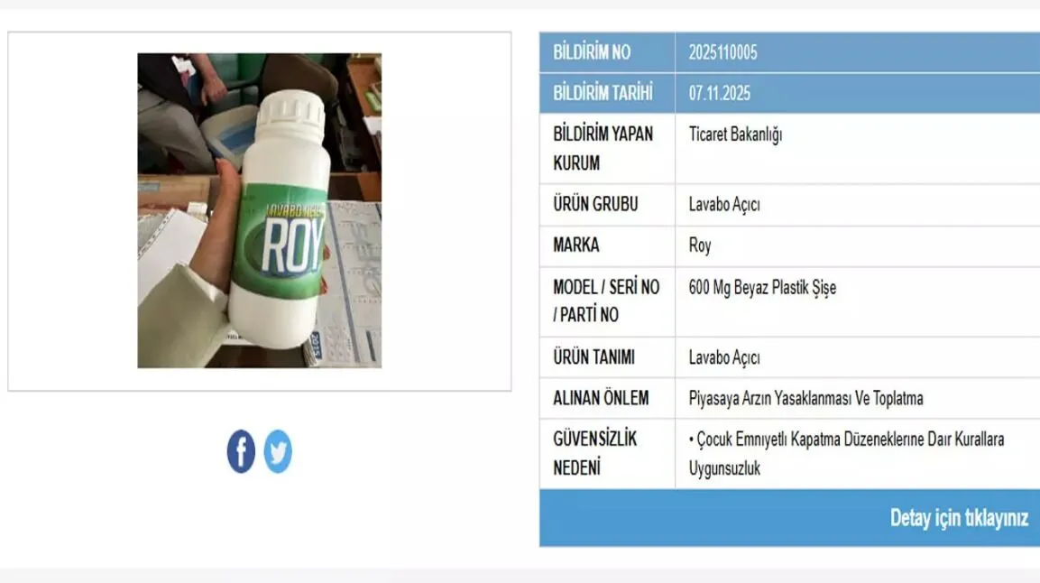 Ticaret Bakanligi Iki Lavabo Acici Urunun Satisini Durdurdu Piyasadan Toplatiliyor 2
