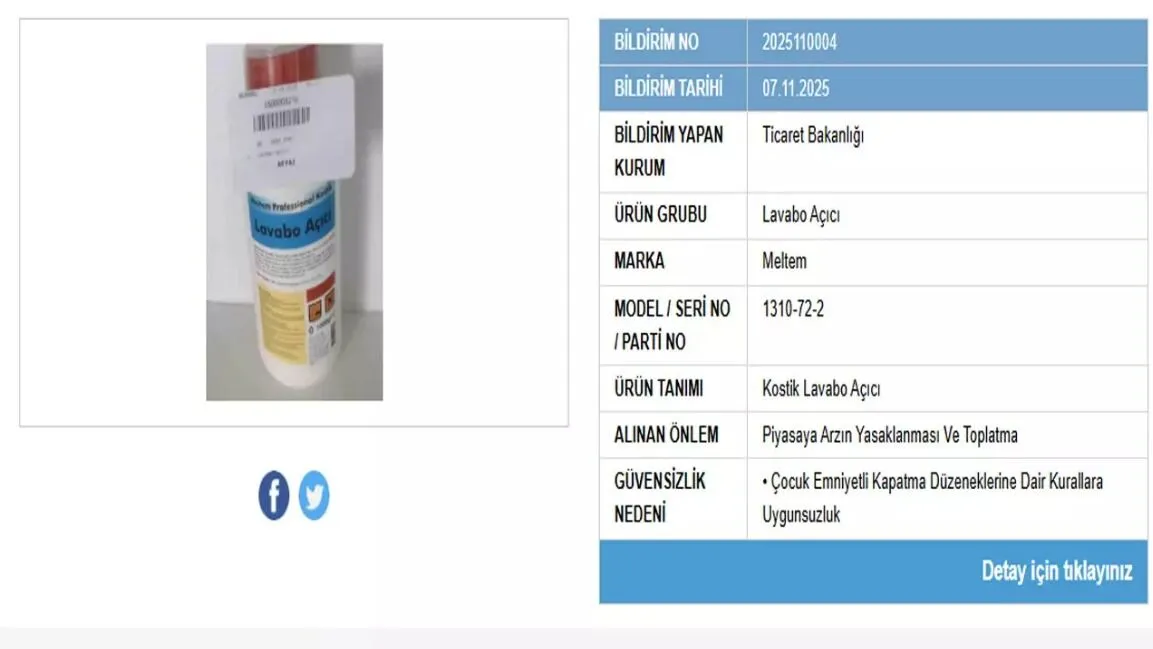 Ticaret Bakanligi Iki Lavabo Acici Urunun Satisini Durdurdu Piyasadan Toplatiliyor 3