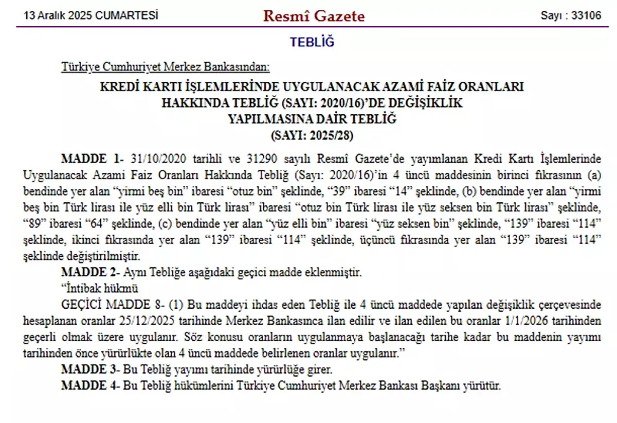 Resmi Gazete Kredi Karti