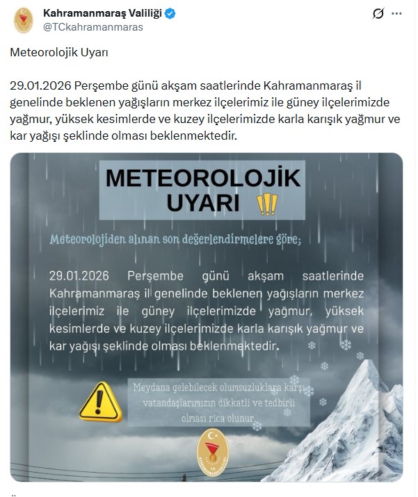 Kahramanmaras Valiligi Duyuru