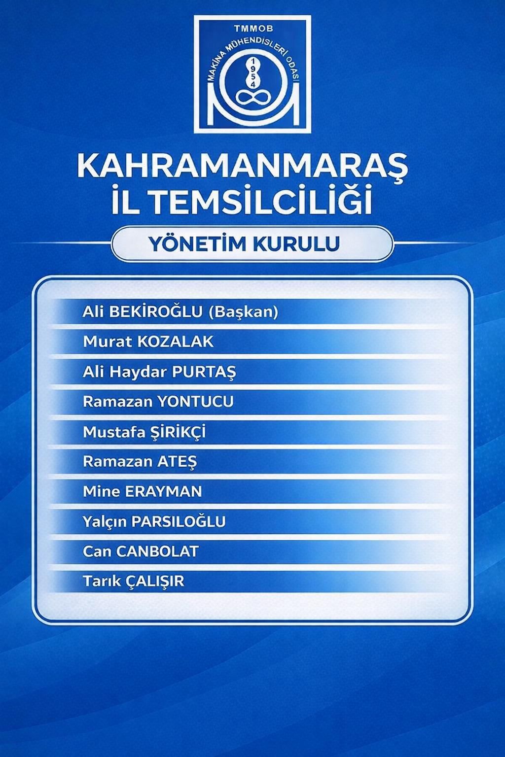 Makina Muhendisleri Odasi Kahramanmaras Il Temsilciligine Ali Bekiroglu Secildi