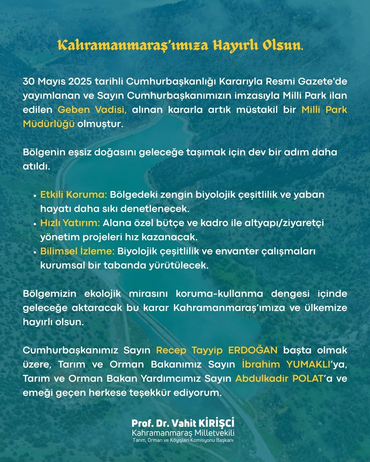 Kahramanmarasta Geben Vadisi Icin Yeni Karar