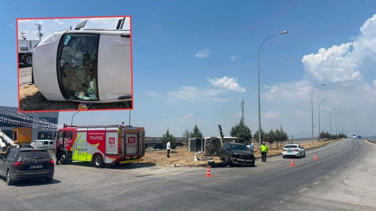 Pazarcık Narlı’da Feci Kaza! Hafif Ticari Araç Ters Döndü