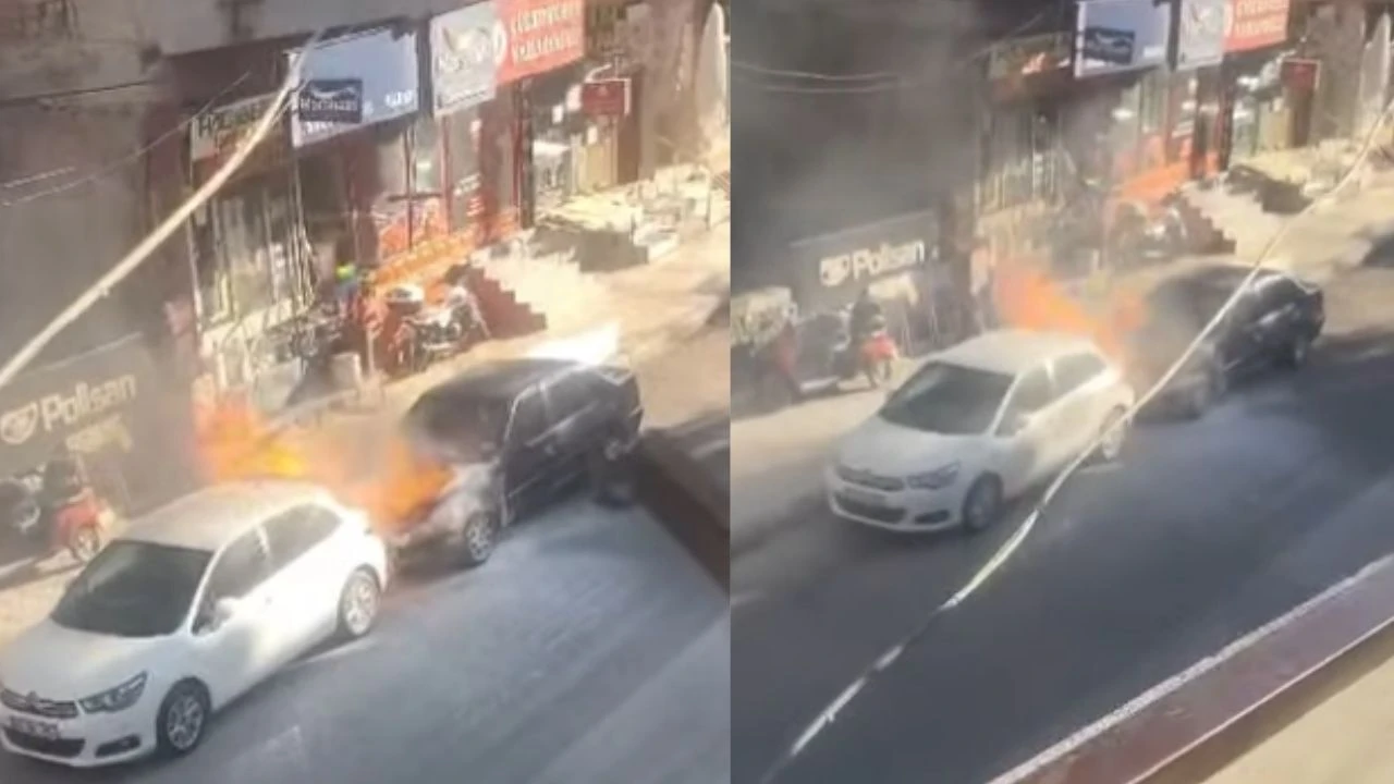 Kahramanmaraş’ta seyir halindeki otomobilin motorunda yangın çıktı