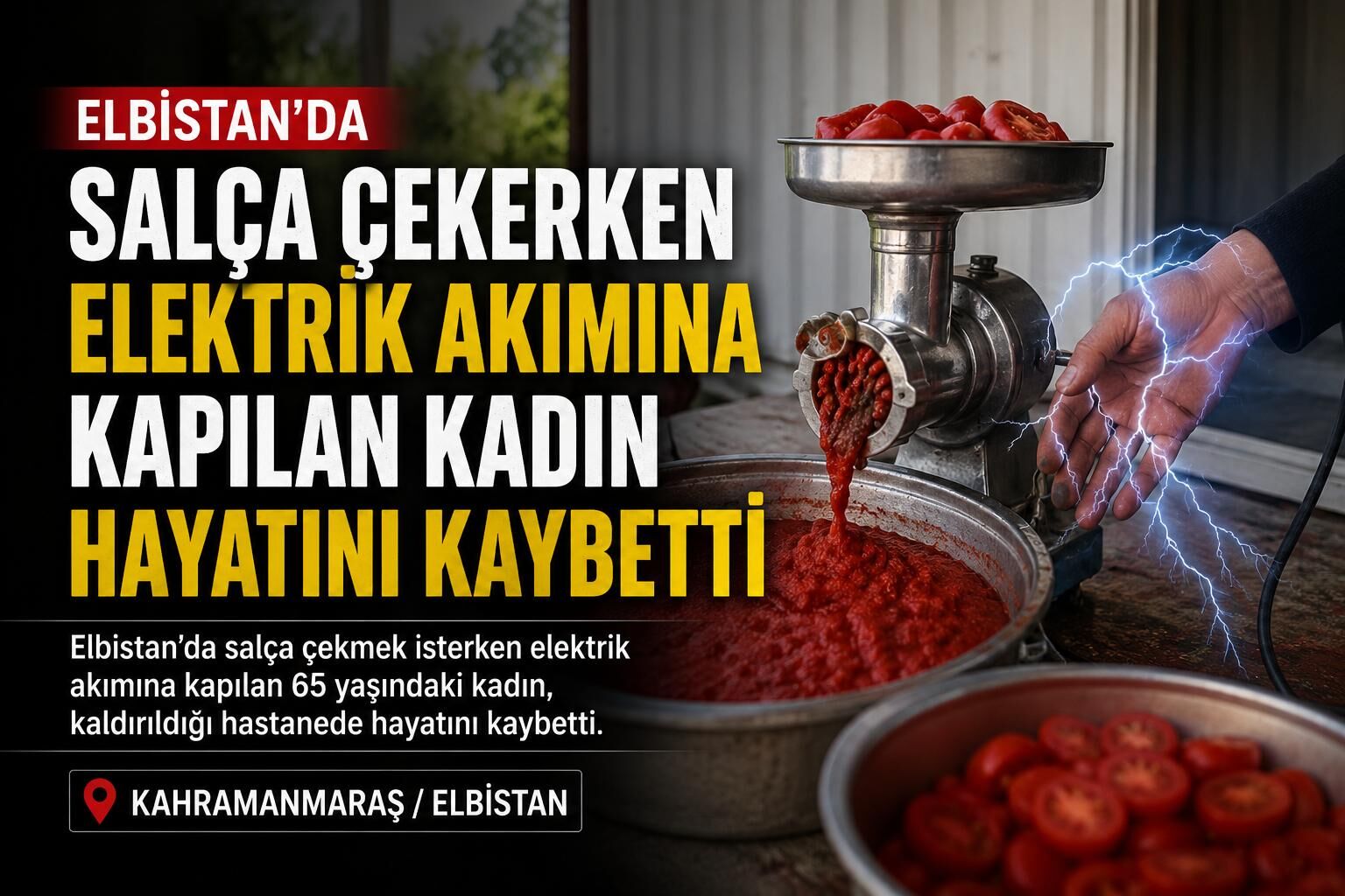 Kahramanmaraş'ta Salça Çekerken Akıma Kapılan Kadın Öldü